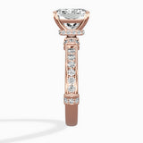 Detailed Band Hidden Halo Solitaire Ring Engagement Ring