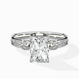 Detailed Band Hidden Halo Solitaire Ring Engagement Ring