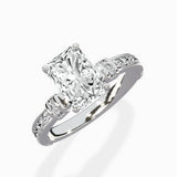 Detailed Band Hidden Halo Solitaire Ring Engagement Ring
