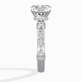 Detailed Band Hidden Halo Solitaire Ring Engagement Ring