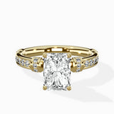 Detailed Band Hidden Halo Solitaire Ring Engagement Ring