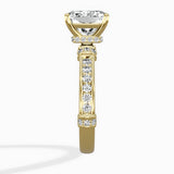 Detailed Band Hidden Halo Solitaire Ring Engagement Ring