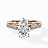 Detailed Band Hidden Halo Solitaire Ring Engagement Ring