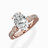 Detailed Band Hidden Halo Solitaire Ring Engagement Ring