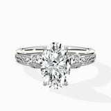Detailed Band Hidden Halo Solitaire Ring Engagement Ring
