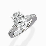 Detailed Band Hidden Halo Solitaire Ring Engagement Ring