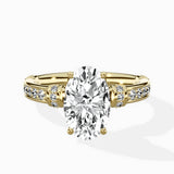 Detailed Band Hidden Halo Solitaire Ring Engagement Ring