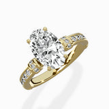 Detailed Band Hidden Halo Solitaire Ring Engagement Ring