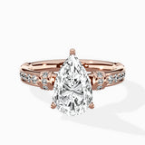 Detailed Band Hidden Halo Solitaire Ring Engagement Ring