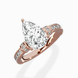 Detailed Band Hidden Halo Solitaire Ring Engagement Ring