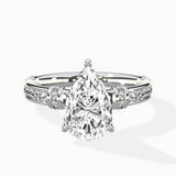 Detailed Band Hidden Halo Solitaire Ring Engagement Ring