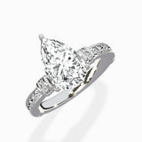 Detailed Band Hidden Halo Solitaire Ring Engagement Ring