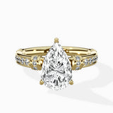 Detailed Band Hidden Halo Solitaire Ring Engagement Ring