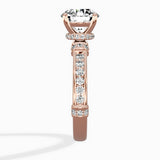 Detailed Band Hidden Halo Solitaire Ring Engagement Ring