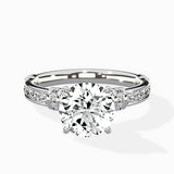 Detailed Band Hidden Halo Solitaire Ring Engagement Ring