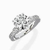 Detailed Band Hidden Halo Solitaire Ring Engagement Ring
