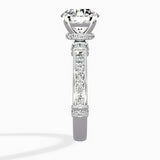 Detailed Band Hidden Halo Solitaire Ring Engagement Ring