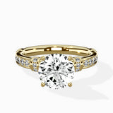 Detailed Band Hidden Halo Solitaire Ring Engagement Ring