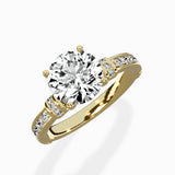 Detailed Band Hidden Halo Solitaire Ring Engagement Ring