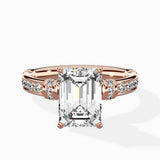 Detailed Band Hidden Halo Solitaire Ring Engagement Ring