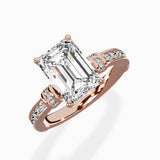 Detailed Band Hidden Halo Solitaire Ring Engagement Ring