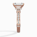 Detailed Band Hidden Halo Solitaire Ring Engagement Ring