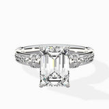 Detailed Band Hidden Halo Solitaire Ring Engagement Ring