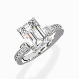 Detailed Band Hidden Halo Solitaire Ring Engagement Ring