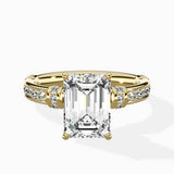 Detailed Band Hidden Halo Solitaire Ring Engagement Ring