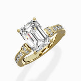Detailed Band Hidden Halo Solitaire Ring Engagement Ring