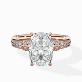 Detailed Band Hidden Halo Solitaire Ring Engagement Ring