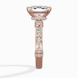 Detailed Band Hidden Halo Solitaire Ring Engagement Ring
