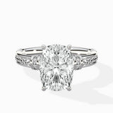 Detailed Band Hidden Halo Solitaire Ring Engagement Ring