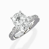 Detailed Band Hidden Halo Solitaire Ring Engagement Ring