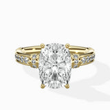 Detailed Band Hidden Halo Solitaire Ring Engagement Ring