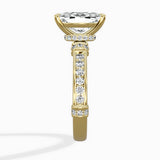 Detailed Band Hidden Halo Solitaire Ring Engagement Ring
