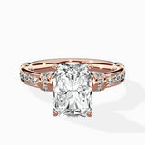 Detailed Band Hidden Halo Solitaire Ring Engagement Ring