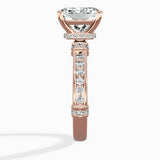 Detailed Band Hidden Halo Solitaire Ring Engagement Ring