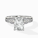 Detailed Band Hidden Halo Solitaire Ring Engagement Ring