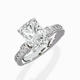Detailed Band Hidden Halo Solitaire Ring Engagement Ring