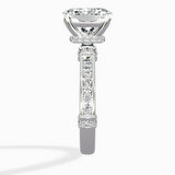 Detailed Band Hidden Halo Solitaire Ring Engagement Ring