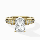 Detailed Band Hidden Halo Solitaire Ring Engagement Ring