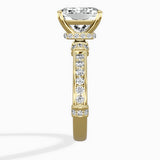 Detailed Band Hidden Halo Solitaire Ring Engagement Ring