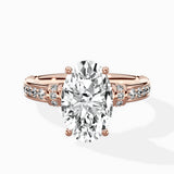 Detailed Band Hidden Halo Solitaire Ring Engagement Ring