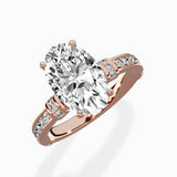 Detailed Band Hidden Halo Solitaire Ring Engagement Ring