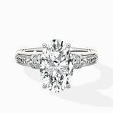 Detailed Band Hidden Halo Solitaire Ring Engagement Ring