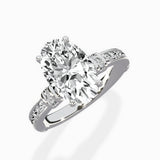 Detailed Band Hidden Halo Solitaire Ring Engagement Ring