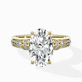 Detailed Band Hidden Halo Solitaire Ring Engagement Ring