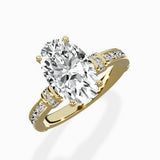 Detailed Band Hidden Halo Solitaire Ring Engagement Ring