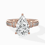 Detailed Band Hidden Halo Solitaire Ring Engagement Ring